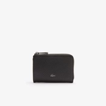 Lacoste Soft Mate Matte Full-Grain Leather Zippered Card Holder - Doplňky Pánské Černé | CZ-azdl16